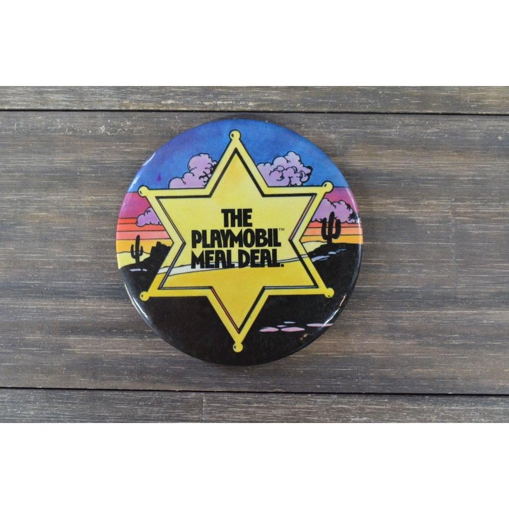 Vintage Playmobil Pin Promo Meal Deal Badge